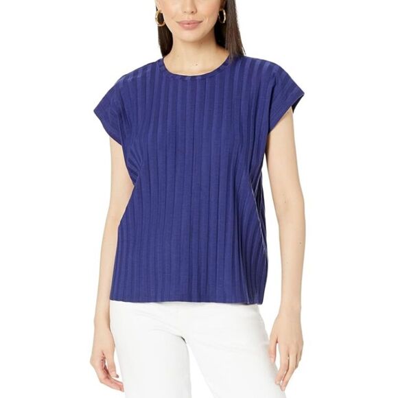 Eileen Fisher Women's T5685M Size Medium Blue Crew Neck Boxy Top - Picture 1 of 9